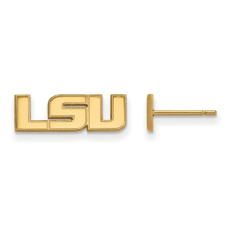 Chunky Hoop Earrings-14k Yellow Gold Louisiana State University XS 'LSU' Post Earrings