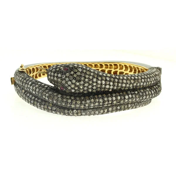 Bridal Gold Bangles Set-Pave Snake Bangle