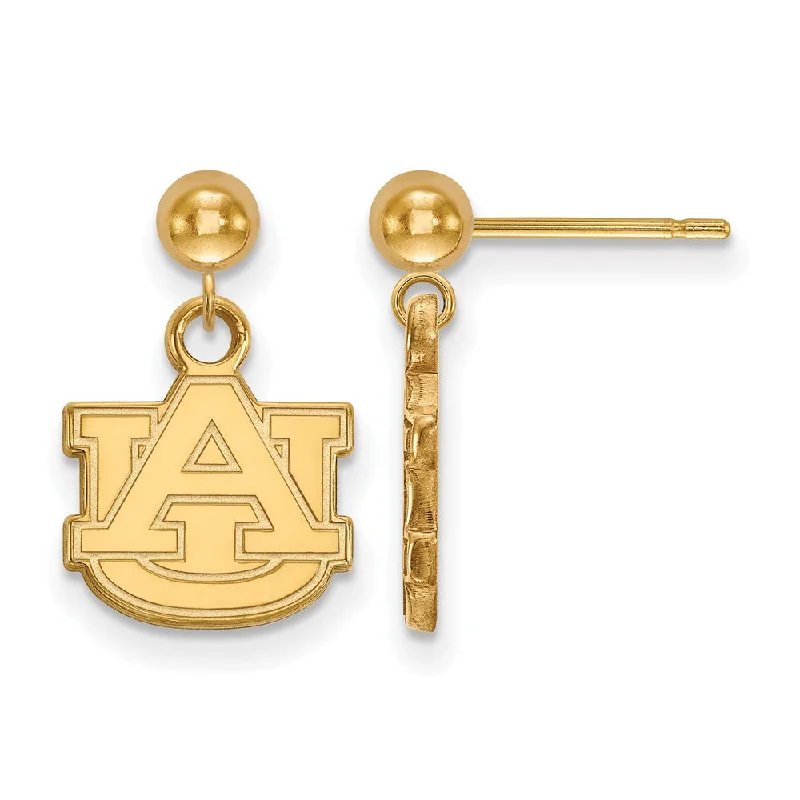 Unique Boho Earrings-14k Yellow Gold Auburn University Ball Dangle Earrings