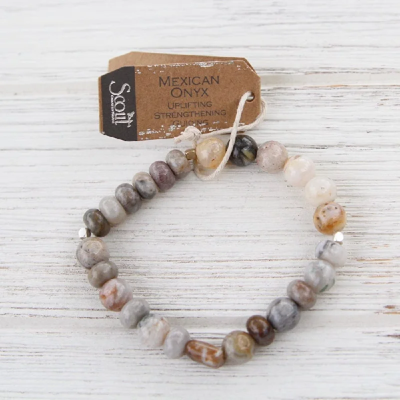 Adjustable Charm Bracelets-Scout Mexican Onyx Stone Stacking Bracelet