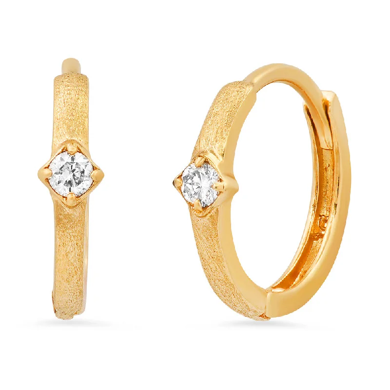 Stylish Silver Earrings-Brushed gold triangle diamond hoop