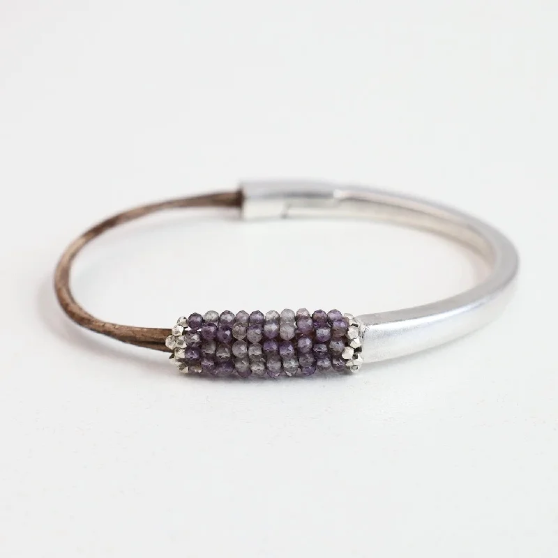 Silver Chain Bracelets-Coated Amethyst 1/2 Cuff Bracelet