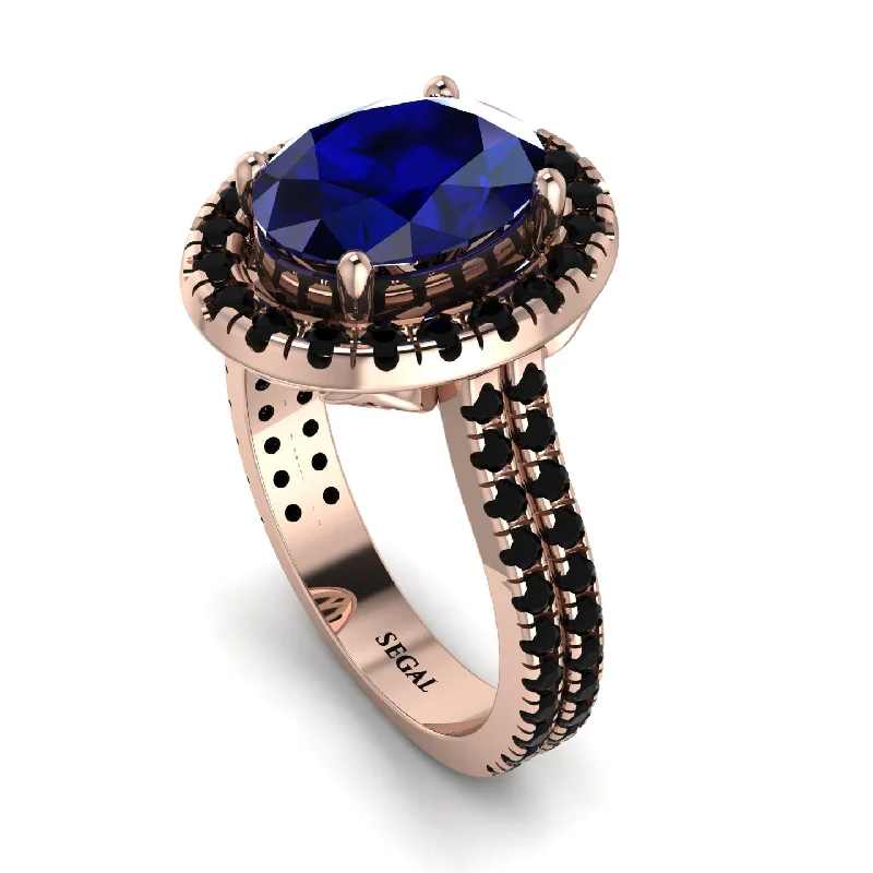 Personalized Promise Ring-Gorgeous Oval Cut Sapphire Pave Double Shank Engagement Ring With Hidden Stone - Phoebe No. 44