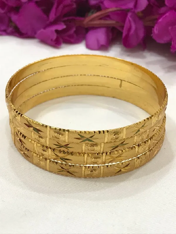 Traditional Indian Bangles-Beautiful Designer Work Gold Plated Bangles For Women