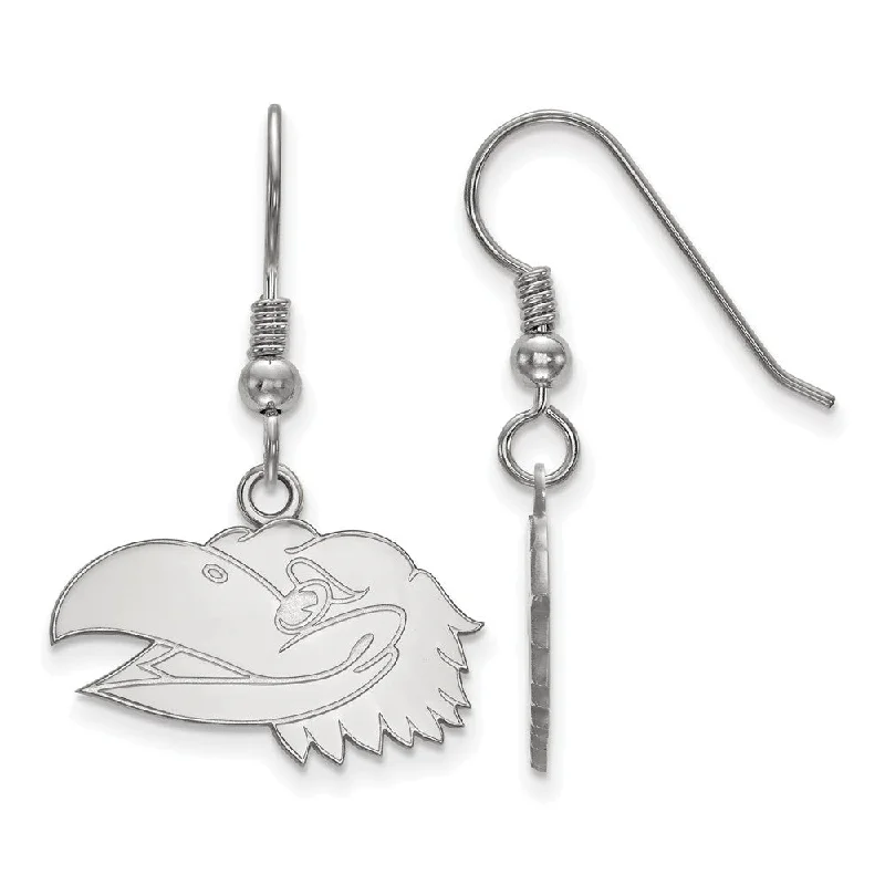 Chic Statement Earrings-Sterling Silver University of Kansas Small Mascot Head Dangle Earrings