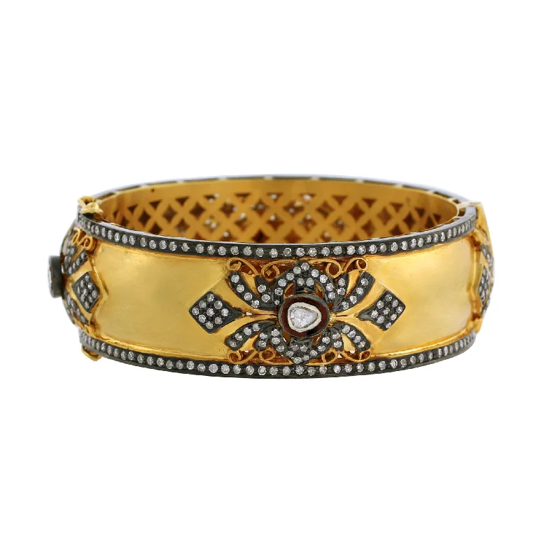 Traditional Beaded Bangles-14K Diamond and Gold Bangle