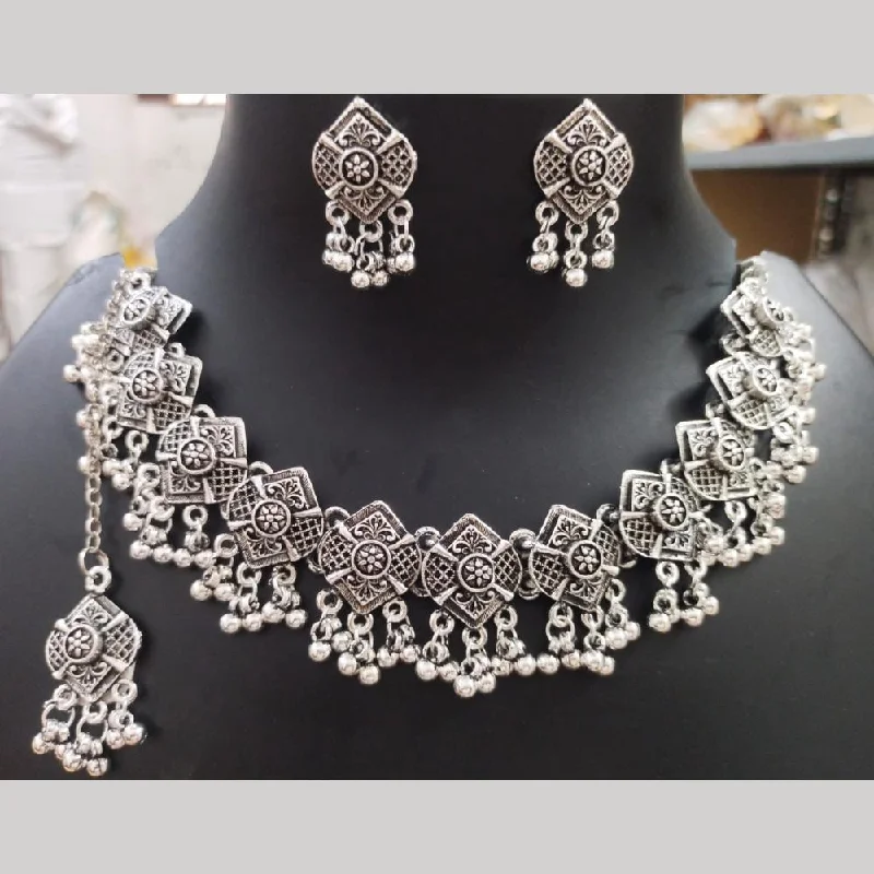 Gold Choker Necklace-Manisha Jewellery Oxidised Plated Choker Necklace Set