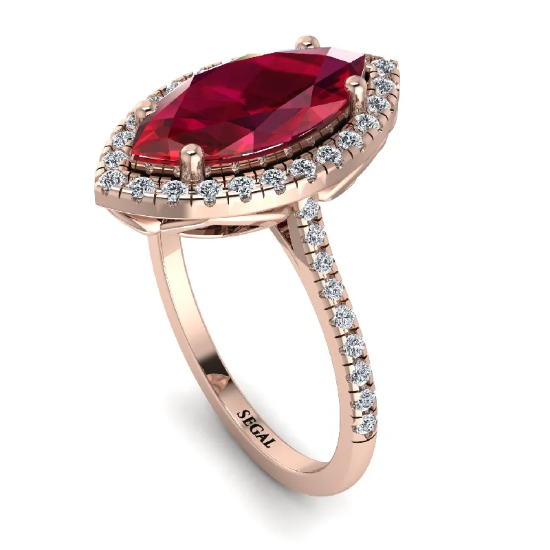 Men's Wedding Ring Set-Gorgeous Marquise Cut Ruby Pave Engagement Ring With Hidden Stone - Miriam No. 11