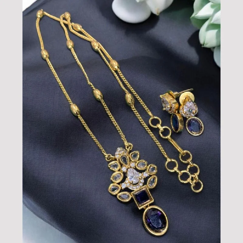 Custom Birthstone Necklace-Sona Creation Gold Plated Crystal Stone Long Necklace Set