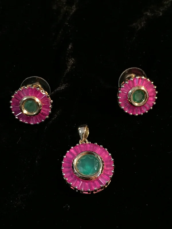 Elegant Gemstone Earrings-CZ Pendant & Earrings Set