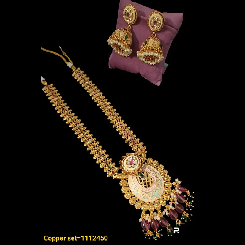 Heart Shaped Necklace-Padmawati Bangles Copper Gold Meenakari Necklace Set