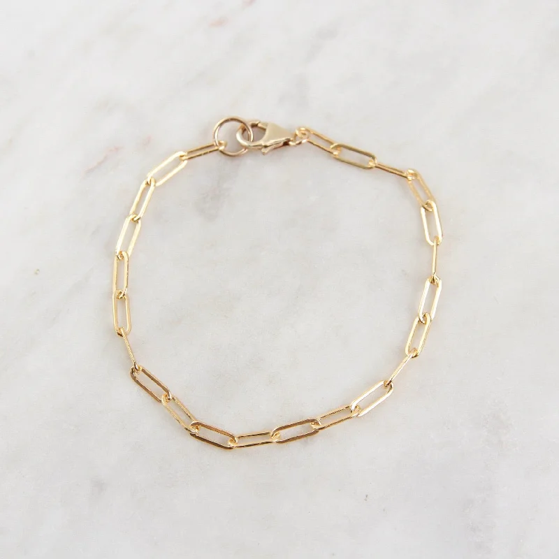 Pearl Cuff Bracelets-Medium Link Gold Filled Paperclip Chain Bracelet