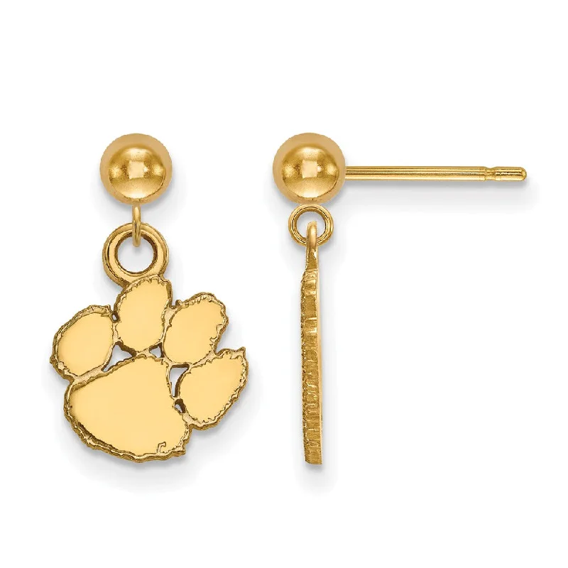 Large Statement Earrings-14k Gold Plated Silver Clemson University Ball Dangle Earrings