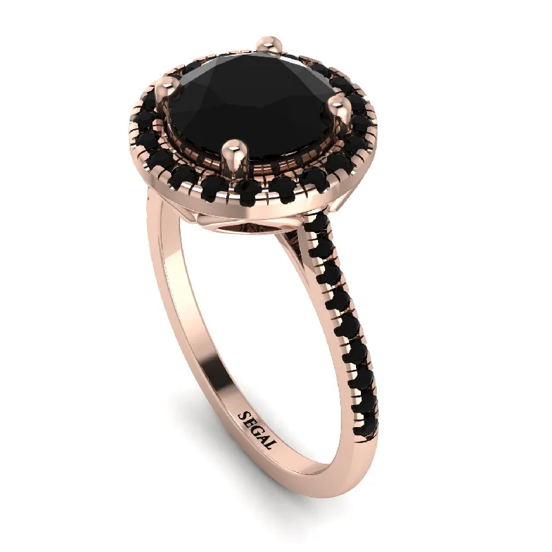 Custom Diamond Wedding Ring-Gorgeous Round Cut Black Diamond Pave Engagement Ring With Hidden Stone - Ellen No. 38