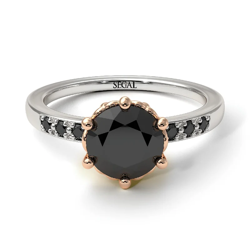 Fashion Diamond Ring-Two Tones Classic Black Diamond Vintage Ring - Olivia No. 36