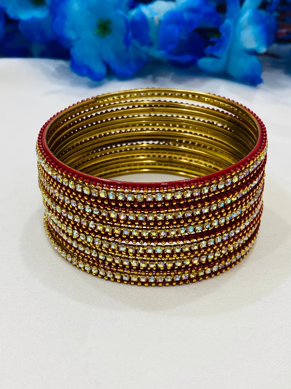 Vintage Wedding Bangles-Charming Maroon Color Fancy Metal Bangles For Women