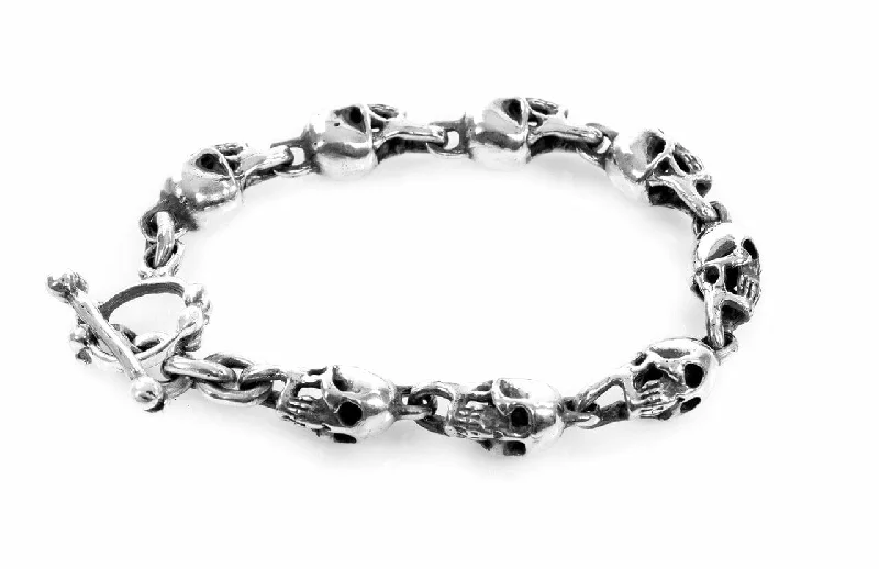 Adjustable Charm Bracelets-Rick's Skull Link Bracelet Small