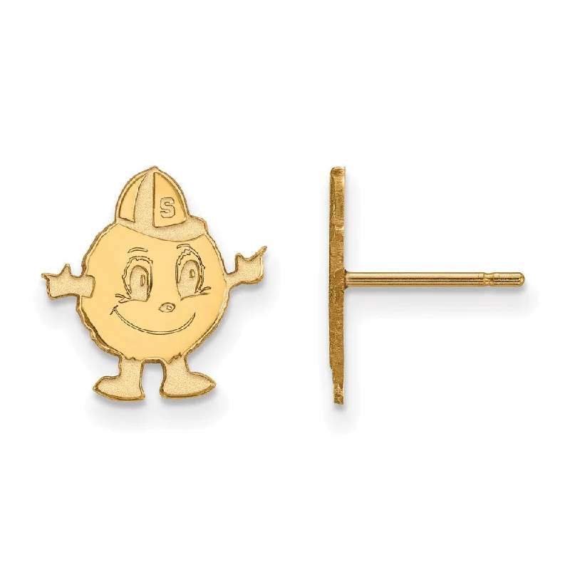 Classic Stud Earrings-10k Yellow Gold Syracuse University Small Mascot Post Earrings