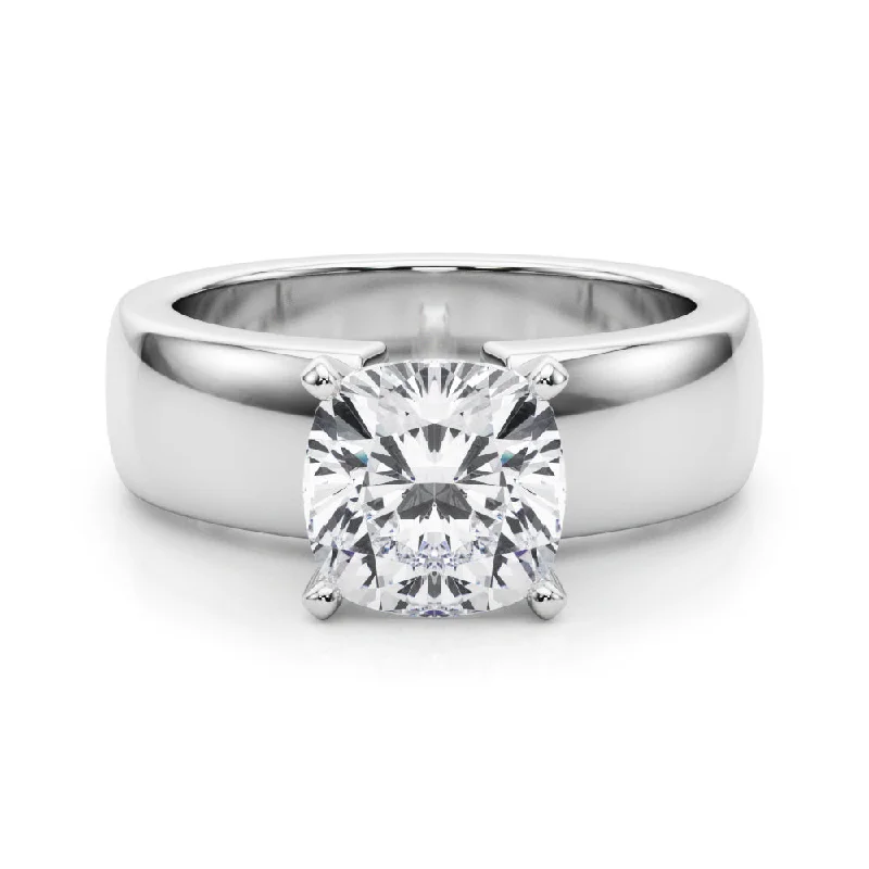 Wedding Ring Set with Diamonds-14K Solitaire Ring / Engagement ring