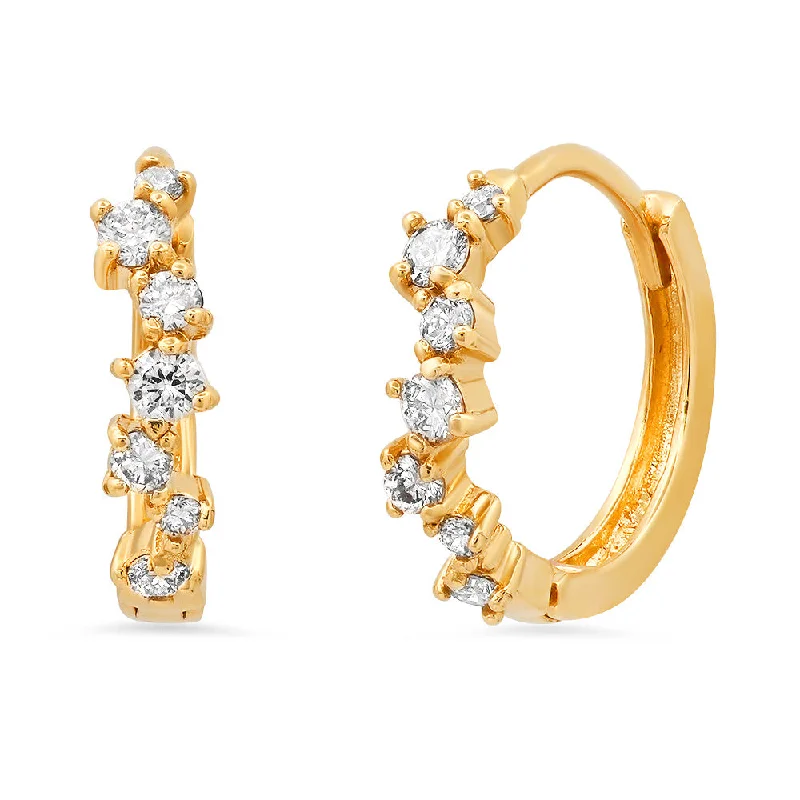 Elegant Cluster Earrings-Jagged Diamond Huggies