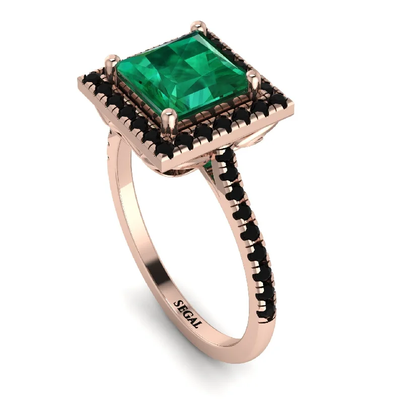 Wedding Ring with Emerald-Gorgeous Princess Cut Emerald Pave Engagement Ring With Hidden Stone - Margot No. 35