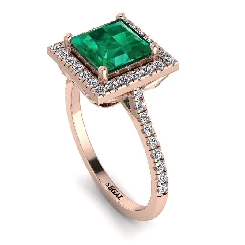 Titanium Men's Ring-Gorgeous Princess Cut Emerald Pave Engagement Ring With Hidden Stone - Margot No. 5