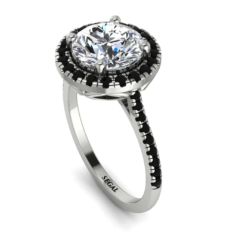 Beautiful Gemstone Ring-Gorgeous Round Cut Diamond Pave Engagement Ring With Hidden Stone - Ellen No. 33