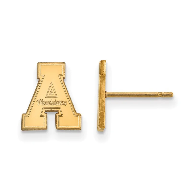 Light Blue Gem Earrings-14k Gold Plated Silver Appalachian State XS (Tiny) Post Earrings