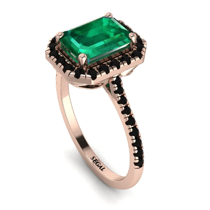 Romantic Heart Ring-Gorgeous Emerald Cut Emerald Pave Engagement Ring With Hidden Stone - Veronica No. 35