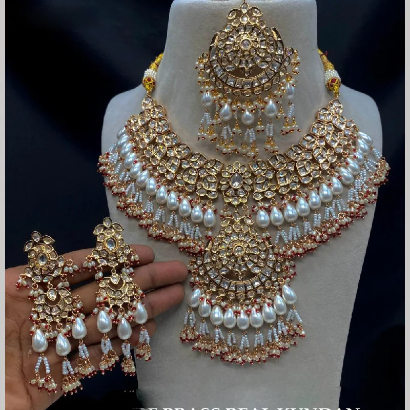 Art Nouveau Necklace-Royal Kundan Jewellery Gold Plated Crystal Stone Necklace Set