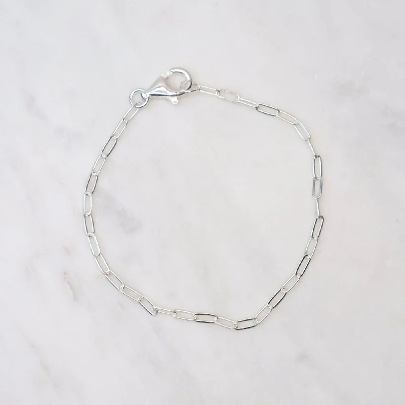 Crystal-Studded Bracelets-Delicate Sterling Silver Flat Drawn Cable Chain Bracelet