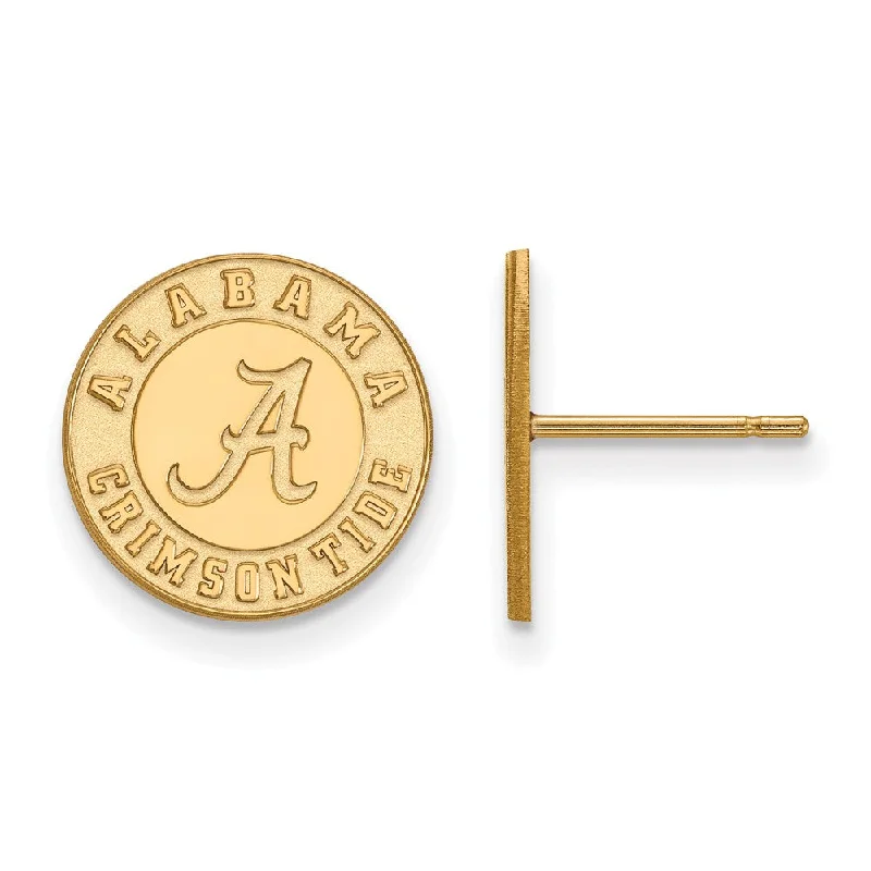 Trendy Gemstone Earrings-14k Gold Plated Silver University of Alabama Small Post Earrings