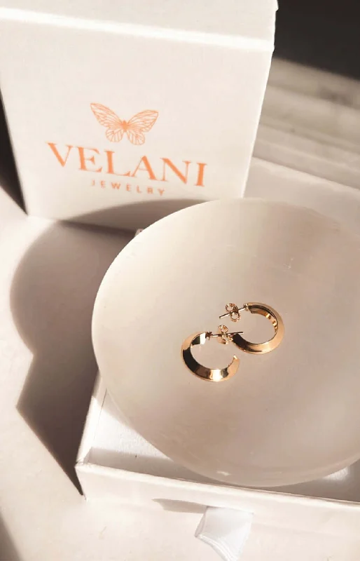 Luxury Gemstone Earrings-Velani Half Hoop