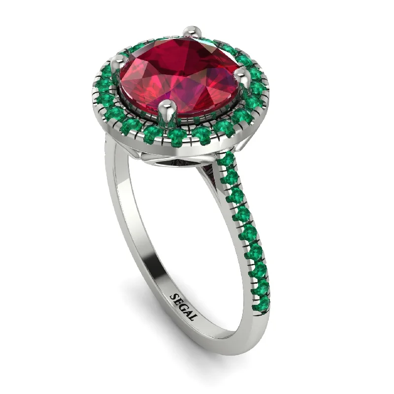 Eternity Band Diamond Ring-Gorgeous Round Cut Ruby Pave Engagement Ring With Hidden Stone - Ellen No. 27