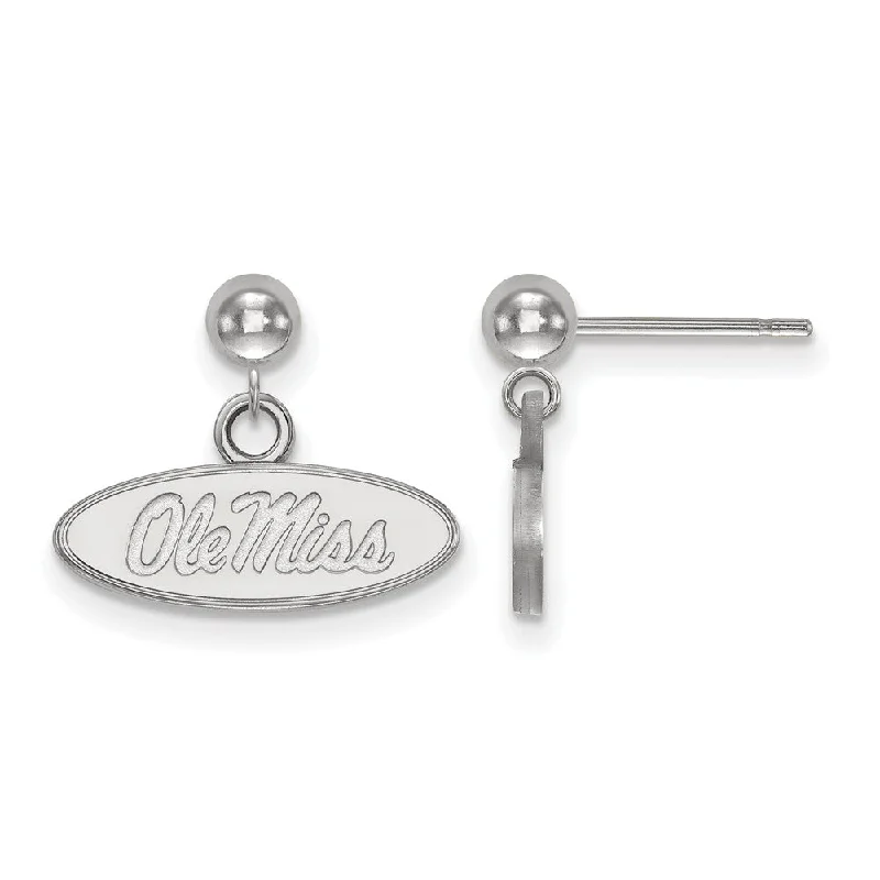 Minimalist Earrings for Everyday-Sterling Silver University of Mississippi Ball Dangle Earrings