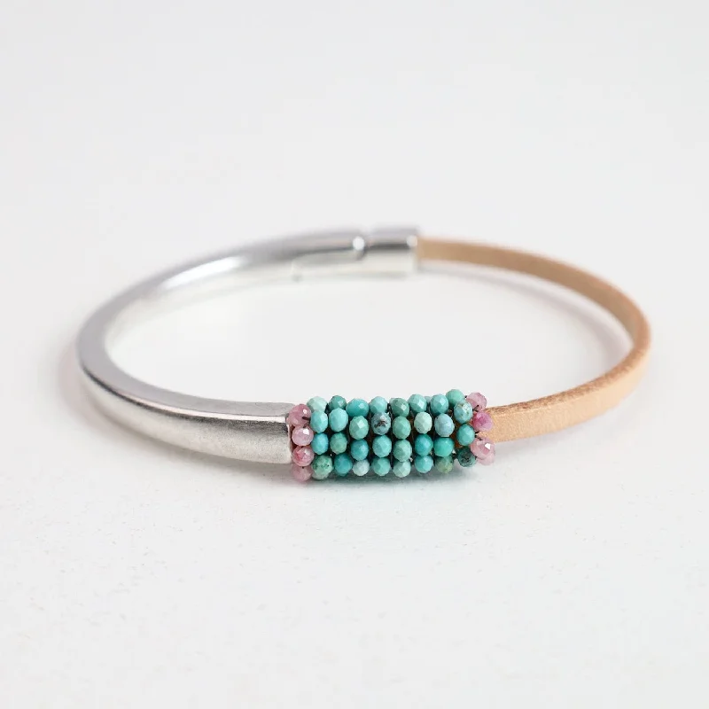 Multi-Layered Bracelets-Tiny Natural Turquoise 1/2 Cuff Bracelet