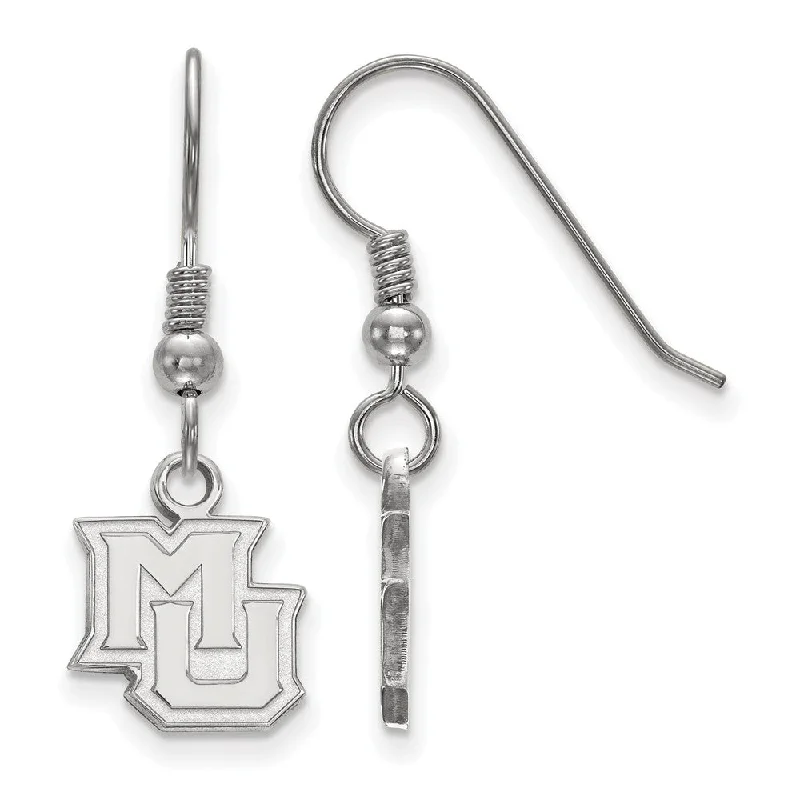 Unique Pearl Earrings-Sterling Silver Marquette University XS (Tiny) Dangle Earrings