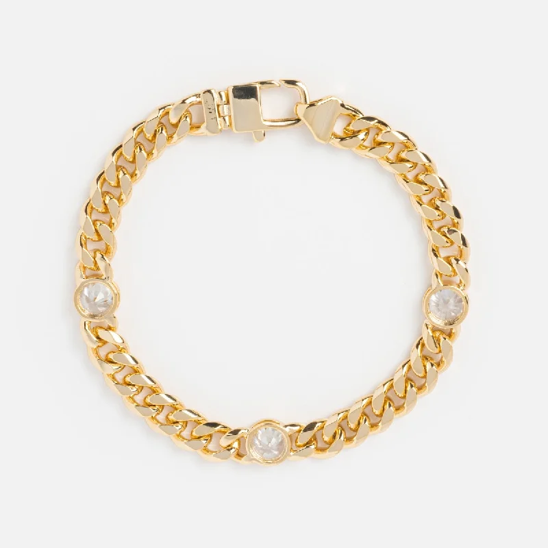 Elegant Charm Bracelets-Julian Triple Simulated Diamond Cuban Chain Bracelet