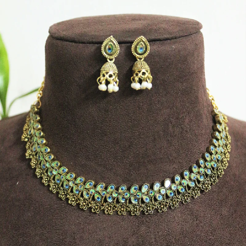 Silver Coin Necklace-H K Fashion Gold Plated Kundan Stone Necklace Set