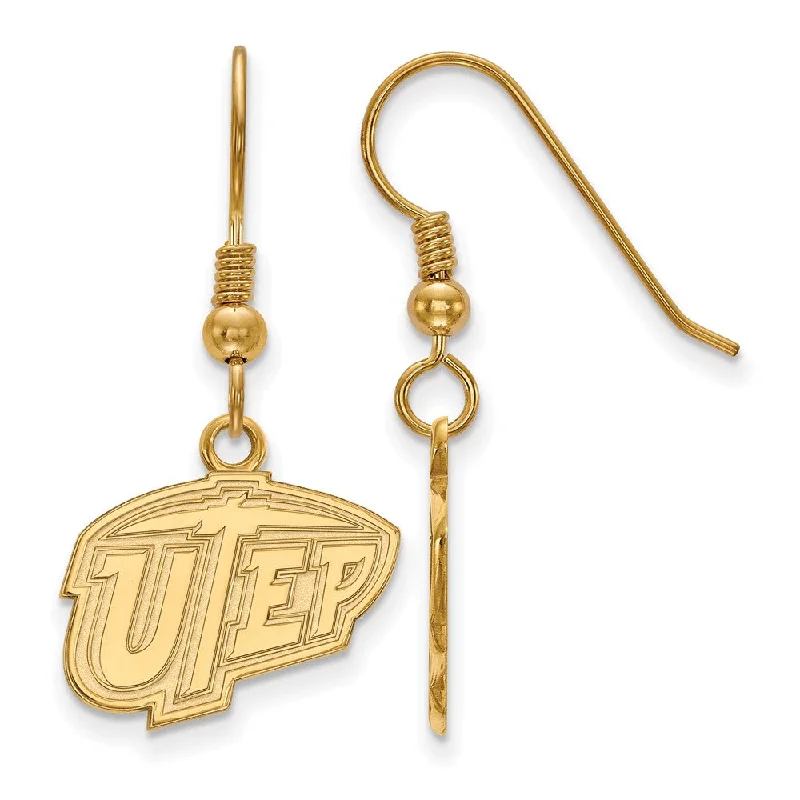 Gold and Silver Earrings-14k Gold Plated Silver The U of Texas at El Paso Dangle Earring