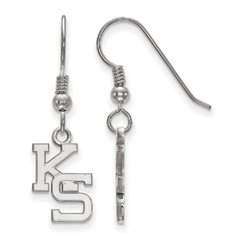 Double Drop Earrings-Sterling Silver Kansas State University Small 'KS' Dangle Earrings