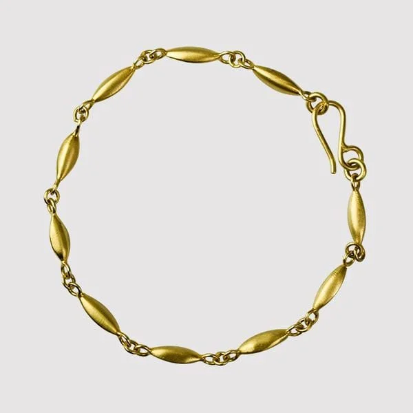 Tennis Bracelets with Diamonds-Gold Plated Rice Chain Bracelet