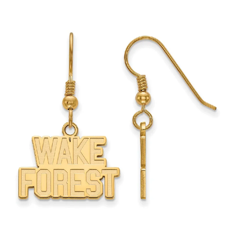 Antique Style Earrings-14k Gold Plated Silver Wake Forest University Dangle Earrings