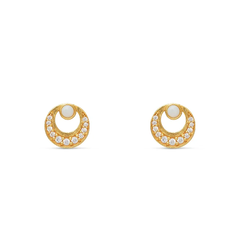 Chunky Hoop Earrings-Luna Opal Stud Earring  - Vermeil