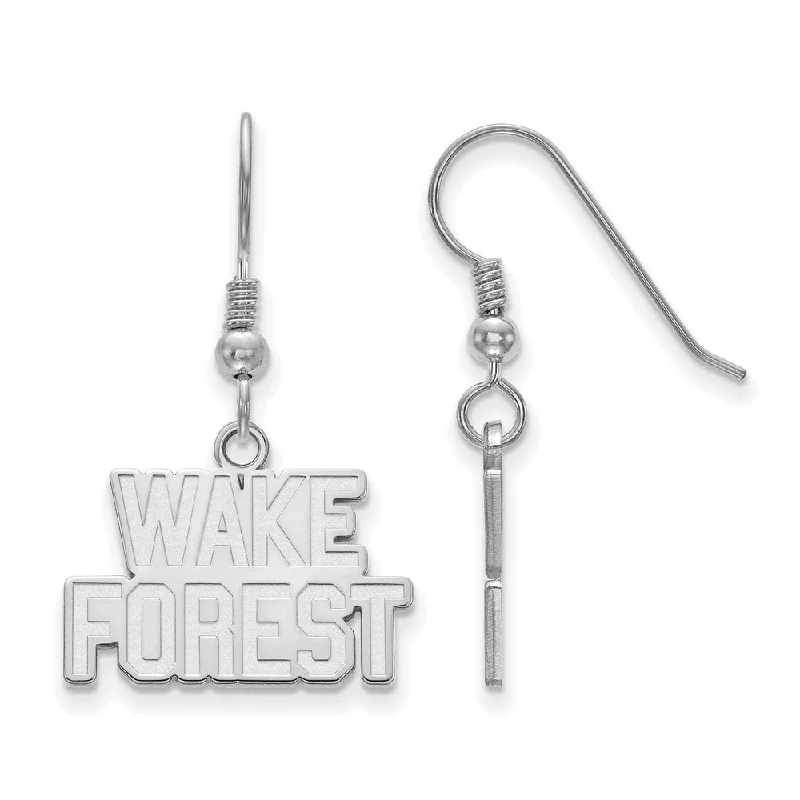 Elegant Leaf Earrings-Sterling Silver Wake Forest University Small Dangle Earrings