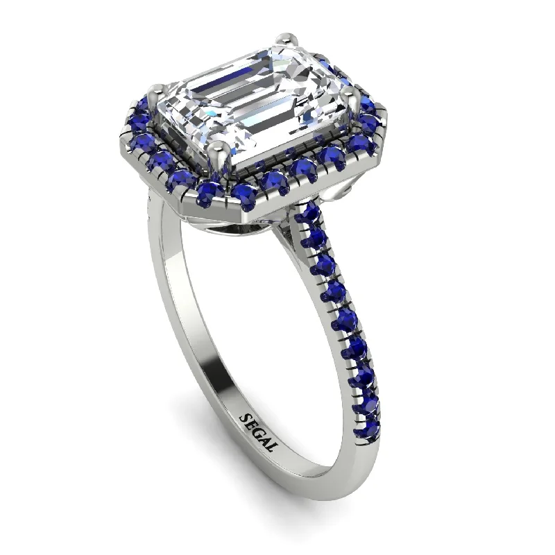 Modern Engagement Ring-Gorgeous Emerald Cut Diamond Pave Engagement Ring With Hidden Stone - Veronica No. 63