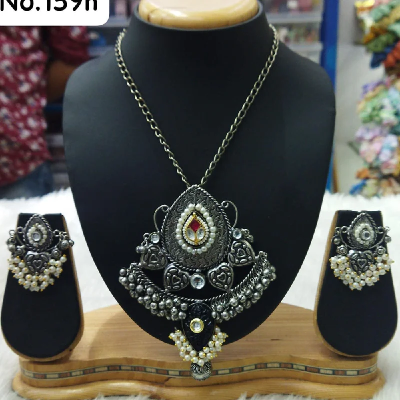 Fashionable Crystal Necklace-JCM Oxidised Plated Necklace Set