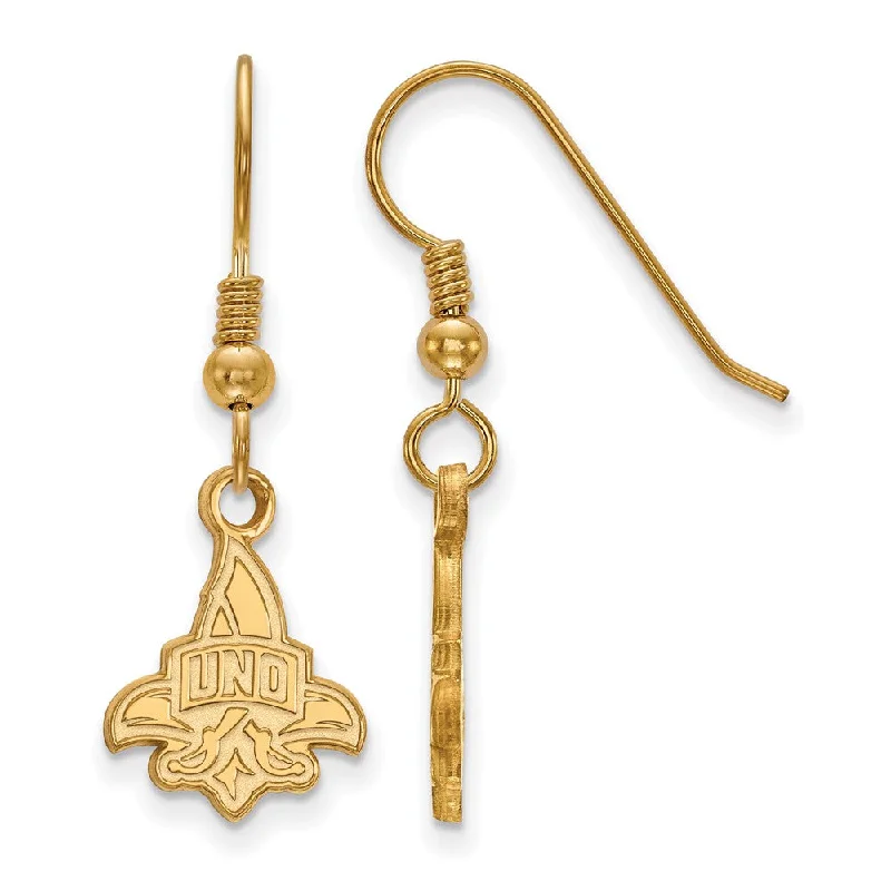 Casual Drop Earrings-14k Gold Plated Silver Univ. of New Orleans Small Dangle Earring