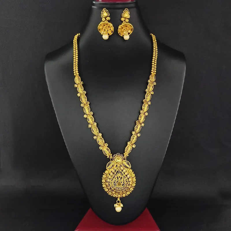 Classic Silver Necklace-Darshana Jewels Gold Plated Brown Kundan Necklace Set  - FAP0001B