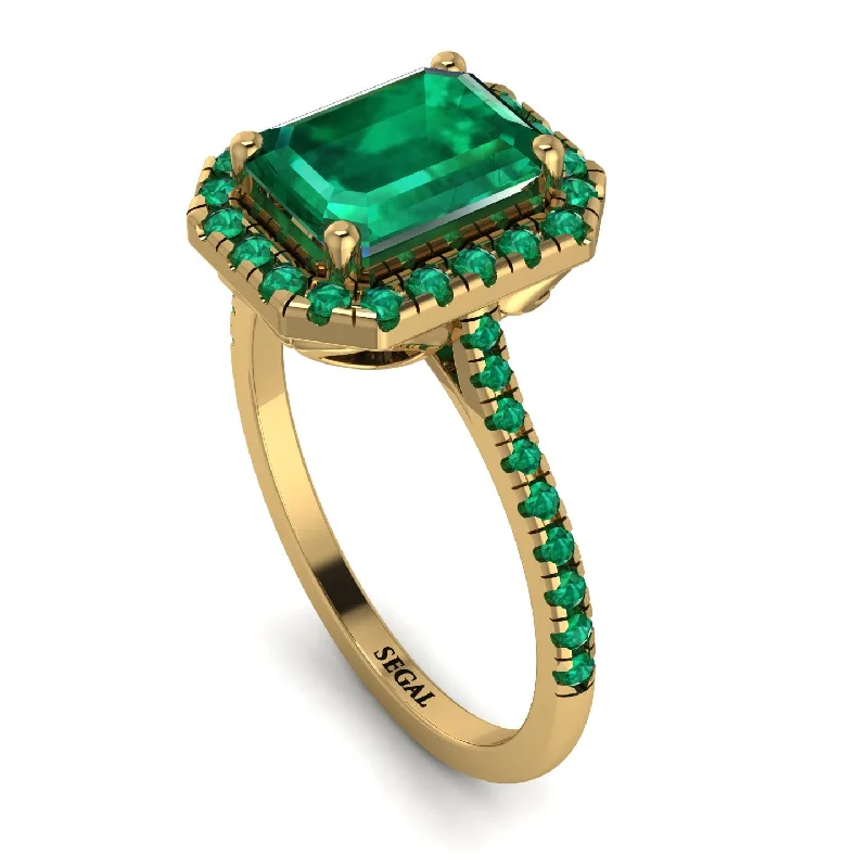 Infinity Love Ring-Gorgeous Emerald Cut Emerald Pave Engagement Ring With Hidden Stone - Veronica No. 19